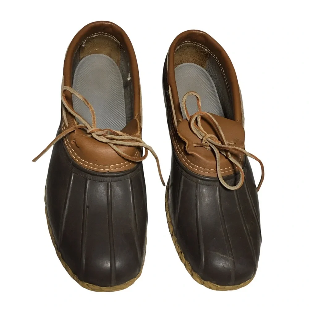Vtg L.L. Bean Boots Moc original Duck Maine low top rubber waterproof brown